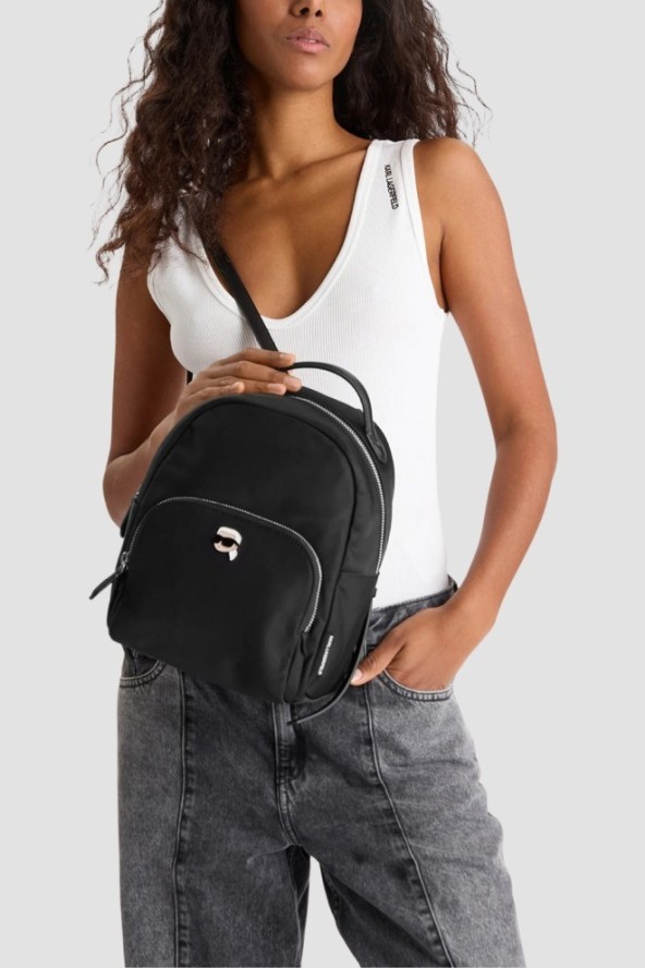 KARL LAGERFELD Czarny mały plecak damski Ikon Nylon