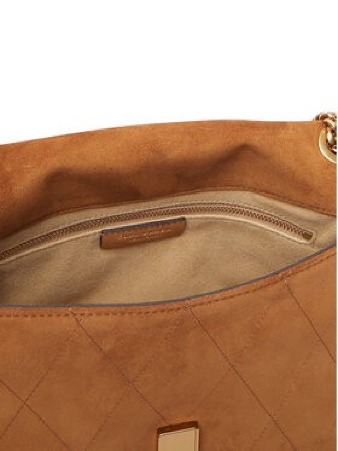 Tory Burch Torebka Charlie Quilted Suede Shoulder Bag 183357 Brązowy