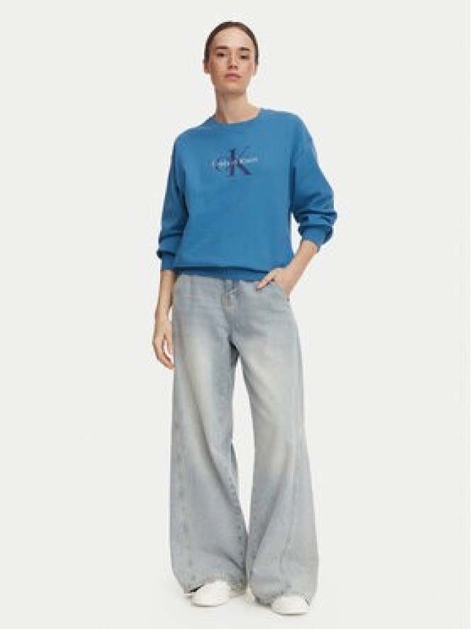 Calvin Klein Jeans Bluza Monologo LV047B234G Niebieski Relaxed Fit