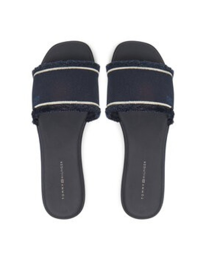 Tommy Hilfiger Klapki Fringe Canvas Flat Sandal FW0FW08908 Granatowy