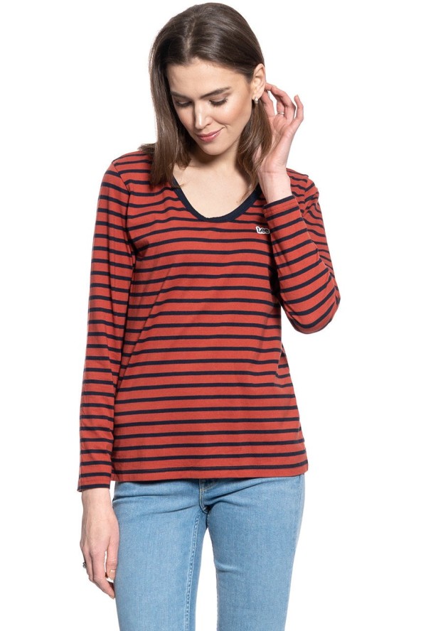 DAMSKA KOSZULKA Z DŁUGIM RĘKAWEM LEE LS SCOOP NECK TEE REGULAR FIT RED OCHRE L44DYKOE 112109832