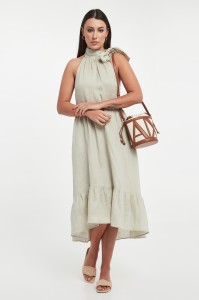 Sukienka midi lniana ARMANI EXCHANGE