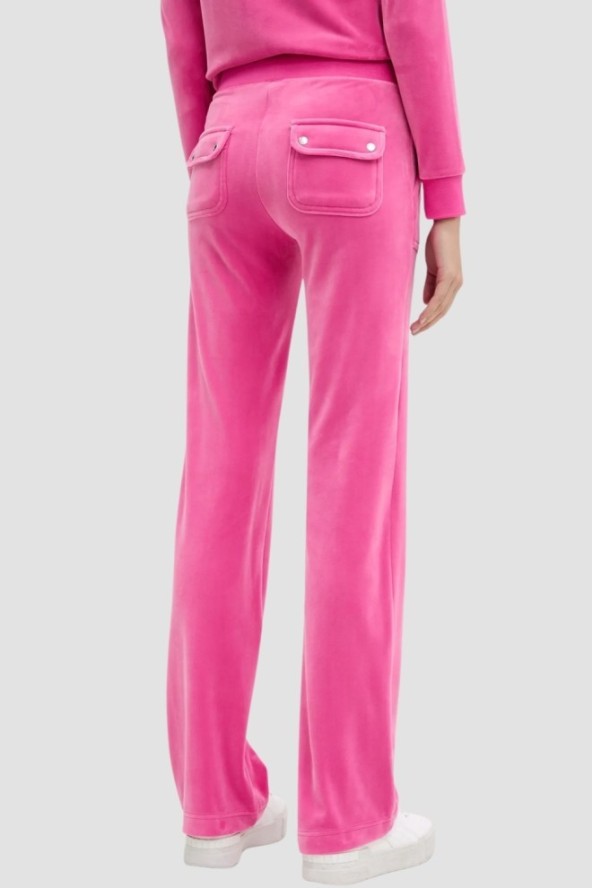 JUICY COUTURE Różowe damskie spodnie welurowe Del Ray Pocket Pant, Rozmiar XS