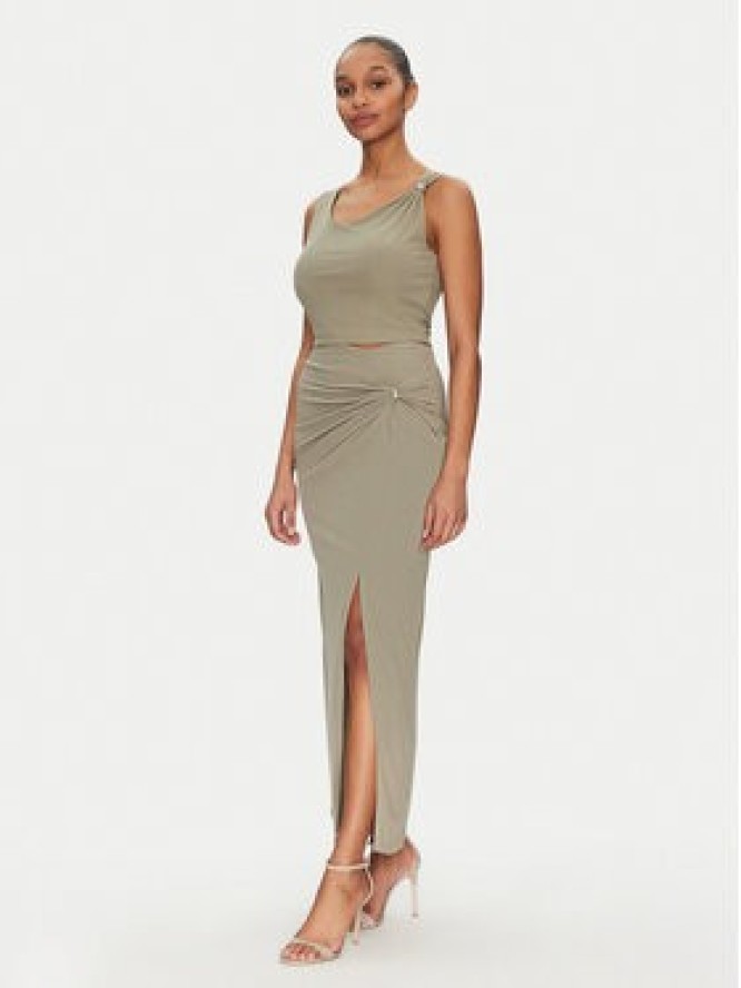 Guess Spódnica midi W5GD0E KAQL2 Khaki Regular Fit