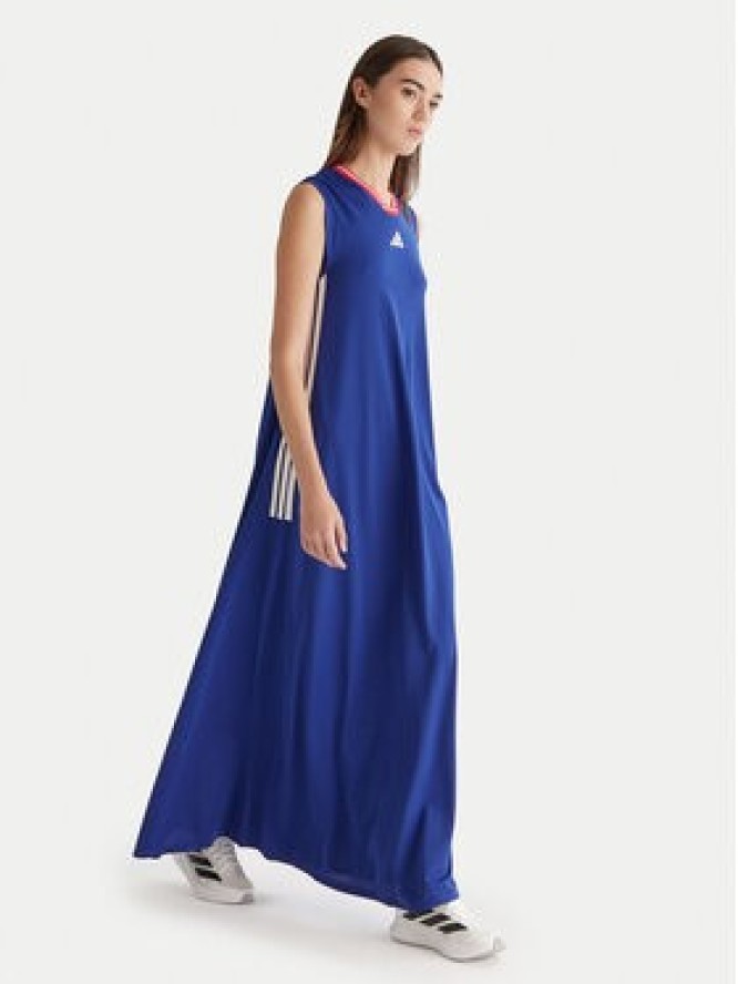 adidas Sukienka codzienna Tiro Cut 3-Stripes Soft Mesh JW6819 Niebieski Regular Fit