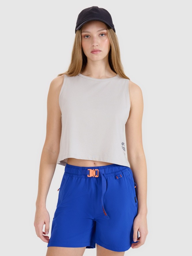 4F Top z nadrukiem damski - szary XS