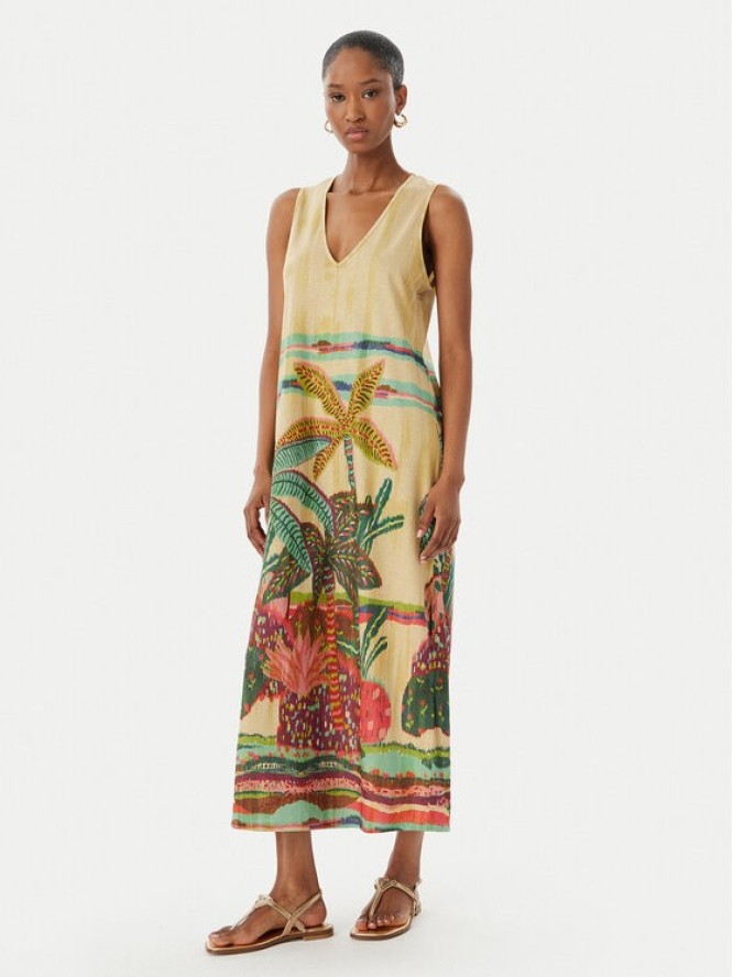LOLA CASADEMUNT Sukienka letnia LS2616038 Beżowy jasny Regular Fit