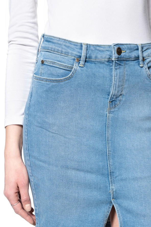 LEE PENCIL SKIRT DAMSKA SPÓDNICA JEANSOWA LIGHT LOU L38GQDXJ 112108197