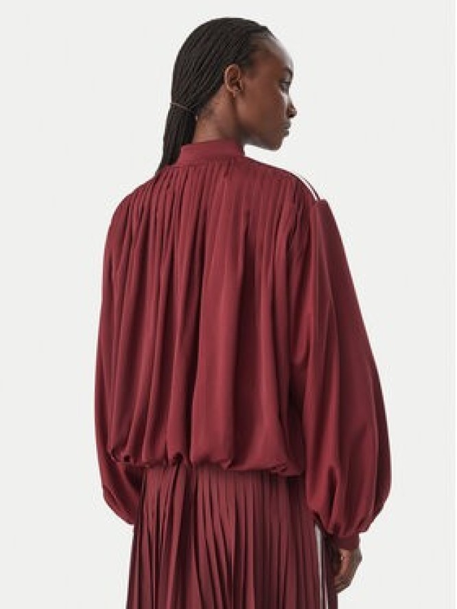 adidas Bluza Satin Pleated Track Top LG4080 Bordowy Relaxed Fit