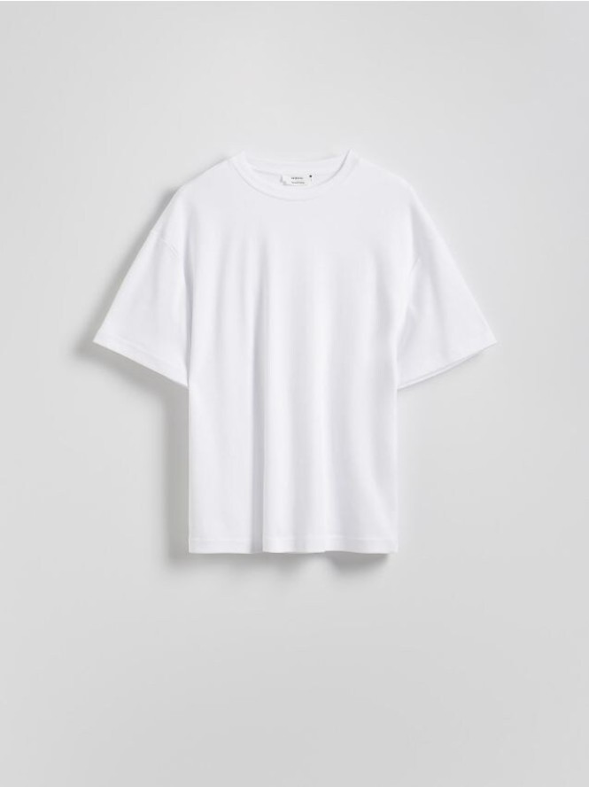 T-shirt oversize z merceryzowanej bawełny - biały