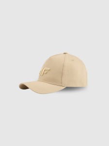 4F Czapka z daszkiem strapback damska - beżowa S/M (58cm)