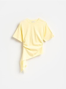 T-shirt z asymetrycznym dołem - żółty