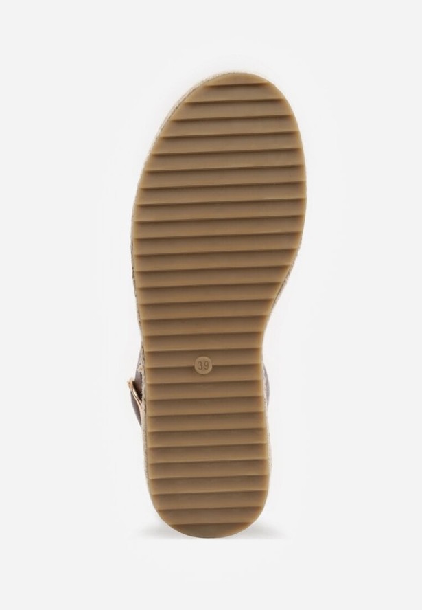 Ciemnobrązowe Sandały VICES na Plecionej Grubej Podeszwie z Paskiem Wokół Kostki Casilla