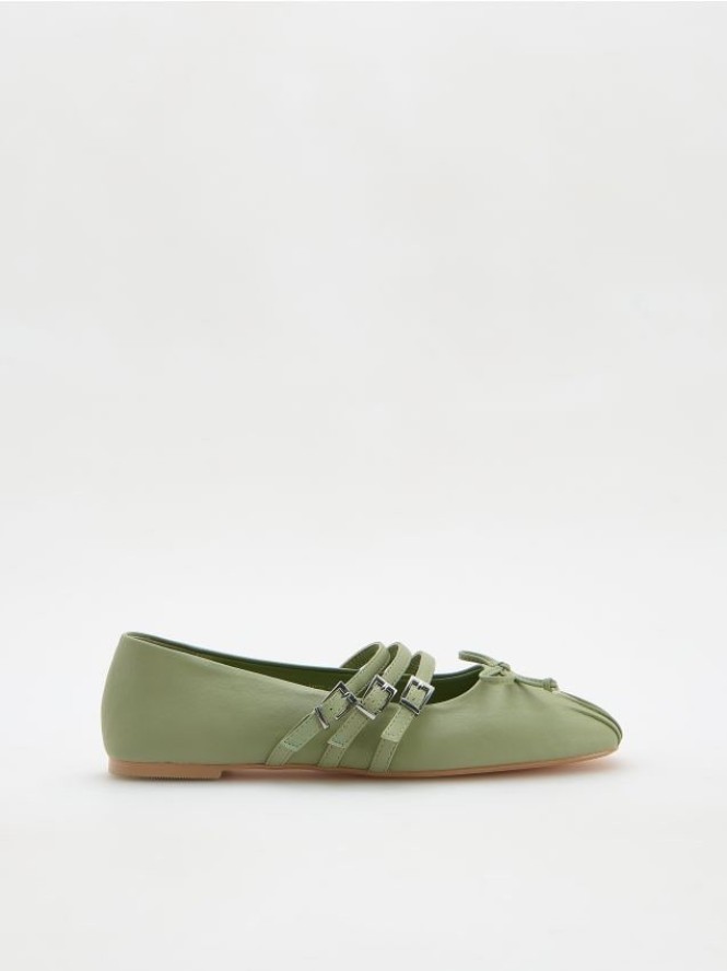 Baleriny z paskami - limonkowy