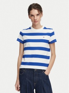 Tommy Jeans T-Shirt Flag DW0DW23801 Niebieski Regular Fit