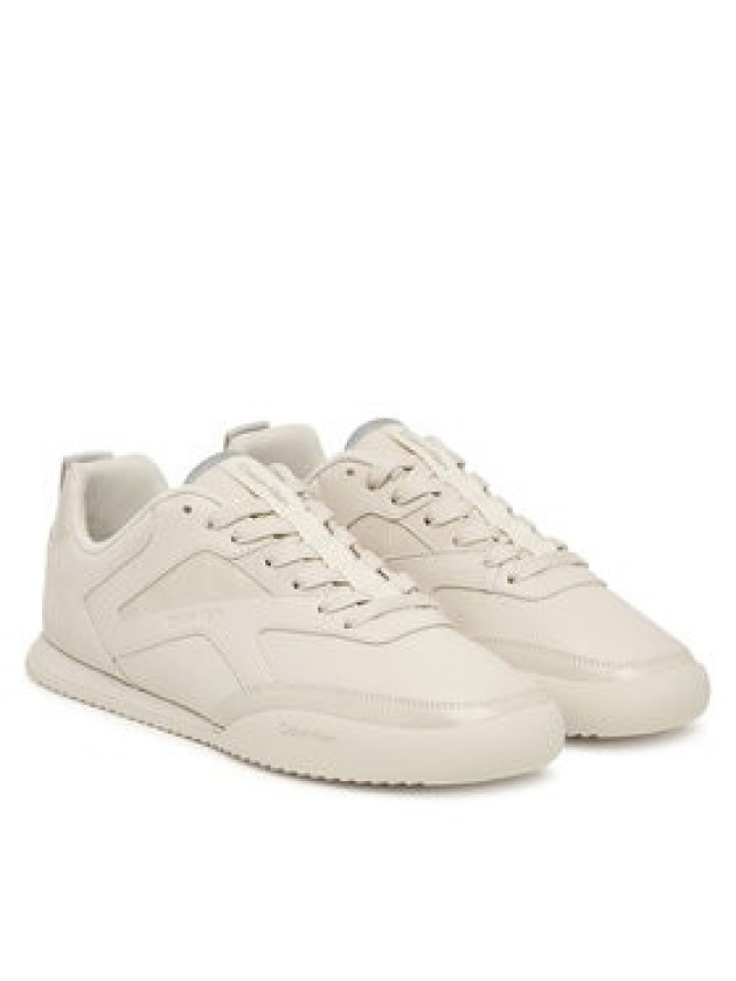 Calvin Klein Sneakersy Low Pro Runner Laceup Lth Croco HW0HW03244 Kremowy