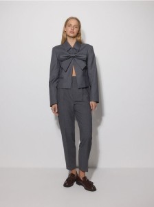 Spodnie z melanżowej tkaniny - szary