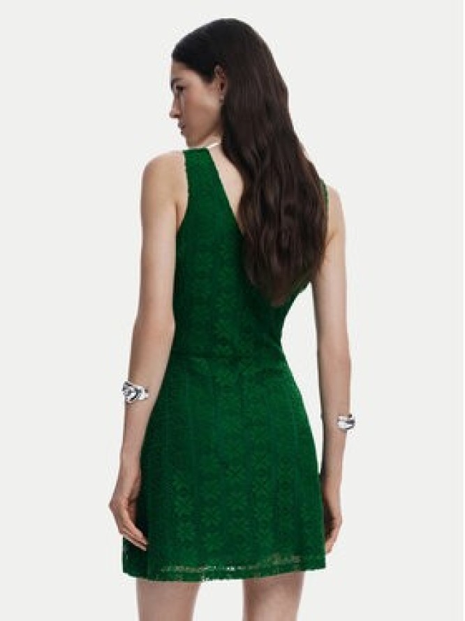 Desigual Sukienka koktajlowa 25SWVW53 Zielony Slim Fit