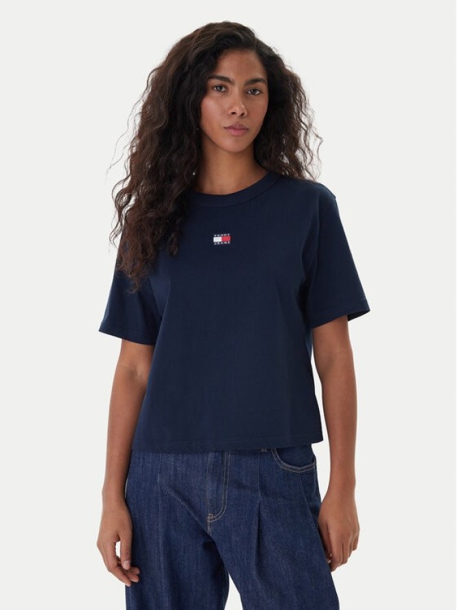 Tommy Jeans T-Shirt Badge DW0DW22202 Granatowy Boxy Fit