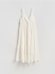 Sukienka z ażurowym haftem - biały