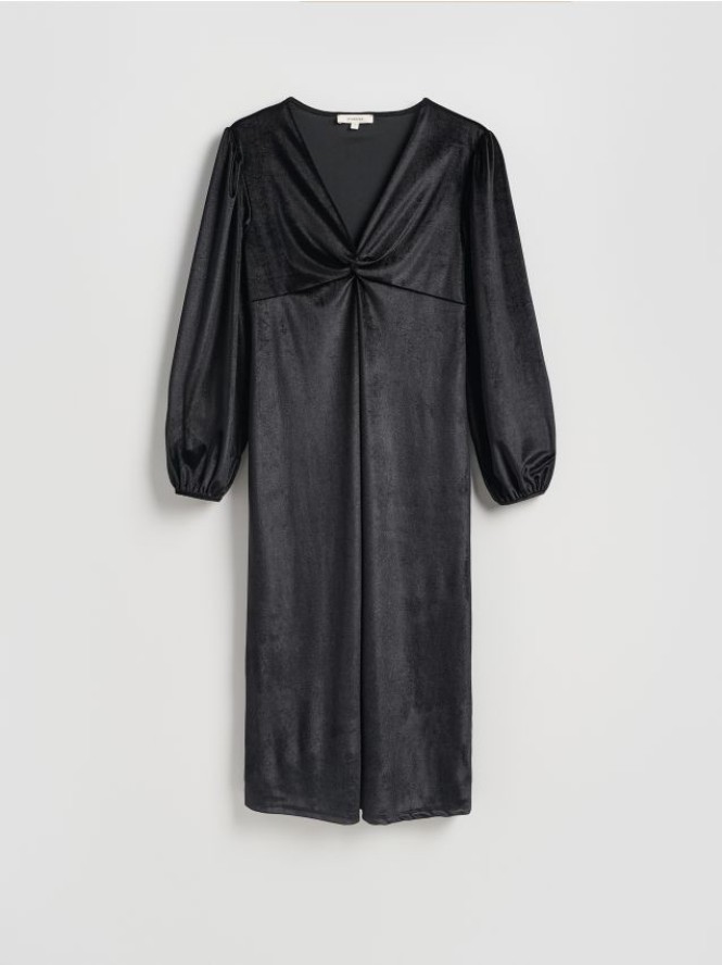 Sukienka maxi z drapowaniem - czarny