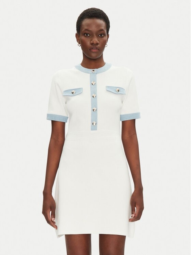 Morgan Sukienka dzianinowa 251-RMROME M Biały Regular Fit