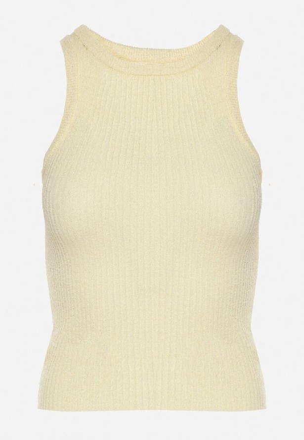 Żółty Top z Prążkowanego Materiału Ovilora