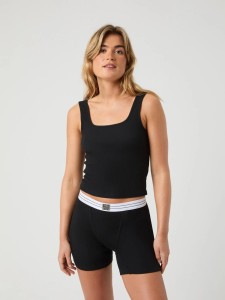 bjorn_borg prążkowany top damski z bawełny organicznej – BLACK BEAUTY