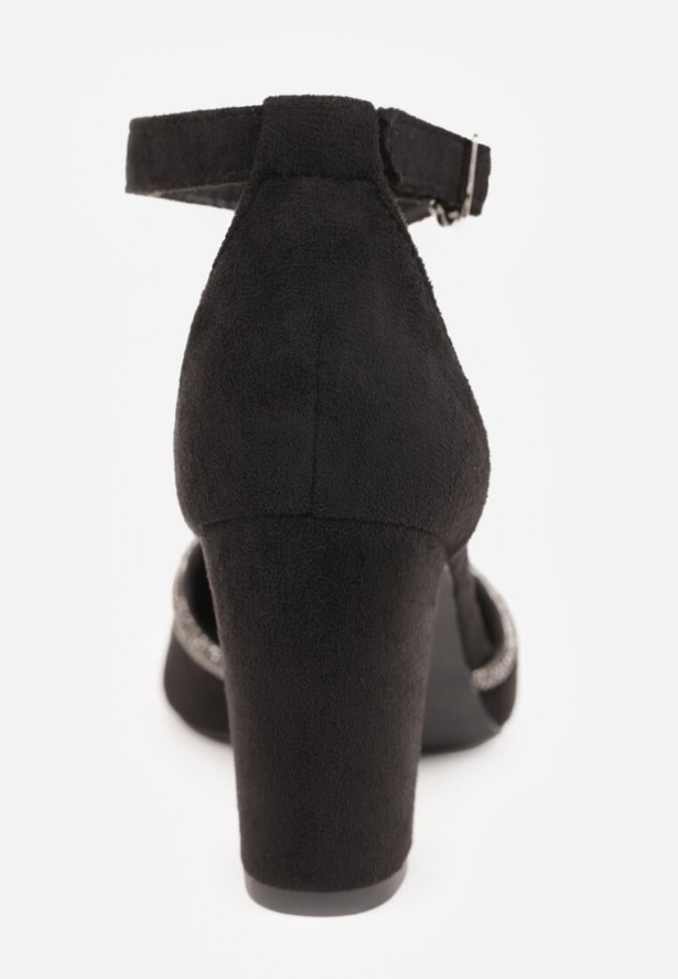 Czarne Eleganckie Czółenka Vices ze Skórzaną Wkładką i Cyrkoniami Sarirra