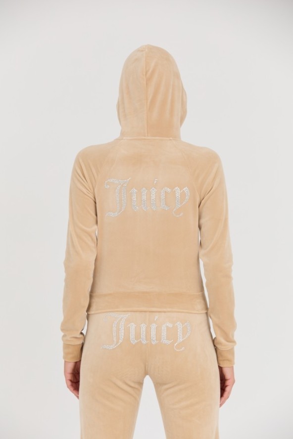 JUICY COUTURE Beżowa damska bluza Madison Hoodie, Rozmiar S
