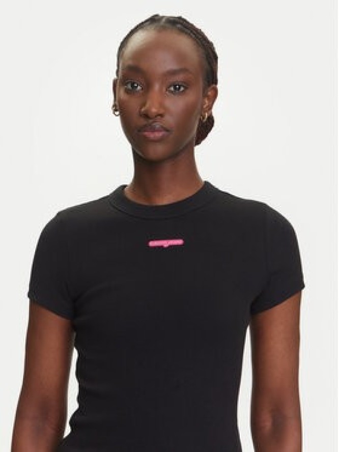 Tommy Jeans T-Shirt Script Label DW0DW21402 Czarny Slim Fit