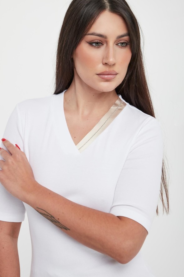 T-shirt damski prążkowany PESRICO