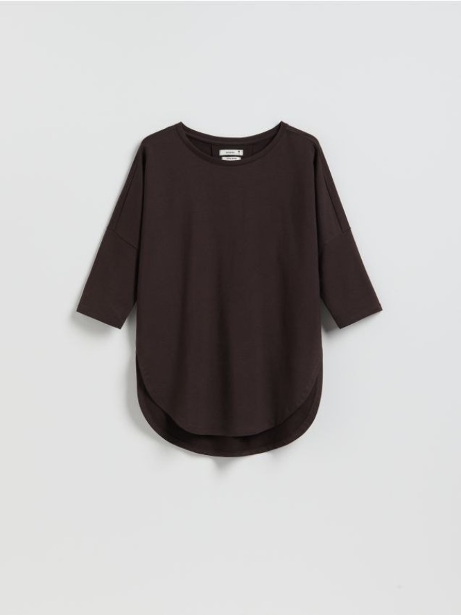T-shirt z modalem - ciemnobrązowy