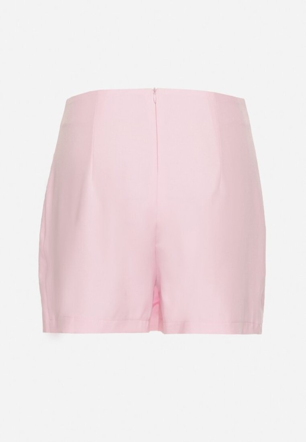 Różowe Spódnico-Szorty z Wysokim Stanem i Imitacją Kieszeni w Stylu Utility Olirilis