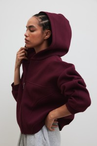 Bluza z kapturem zapinana na zamek w kolorze BURGUNDY - DESEO-M/L