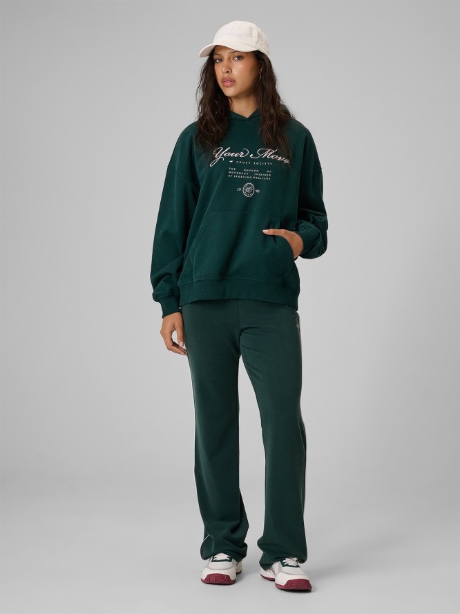4F Bluza dresowa loose z kapturem damska - zielona L