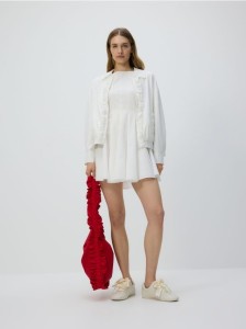 Popelinowa sukienka mini - biały