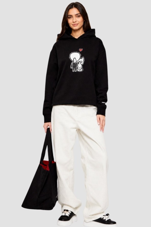 KARL LAGERFELD Czarna damska bluza z nadrukiem Ikon Valentine, Rozmiar M
