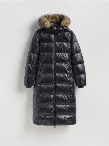 Puchowa kurtka z kapturem - czarny