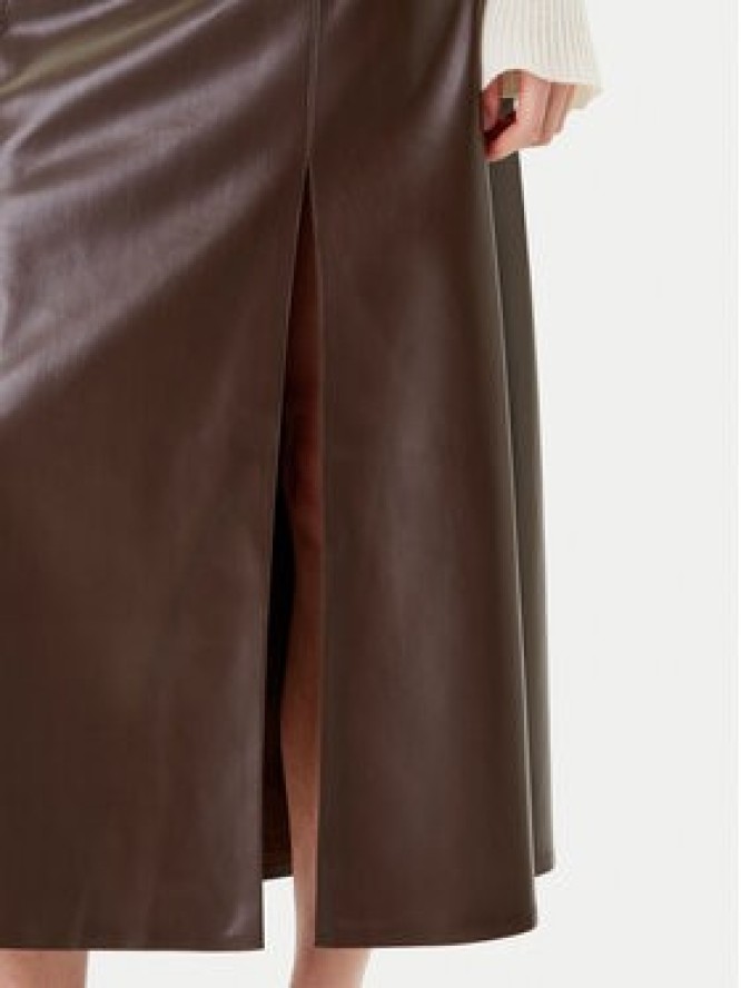 Simona Corsellini Spódnica z imitacji skóry A25CPGO00701 Brązowy Regular Fit