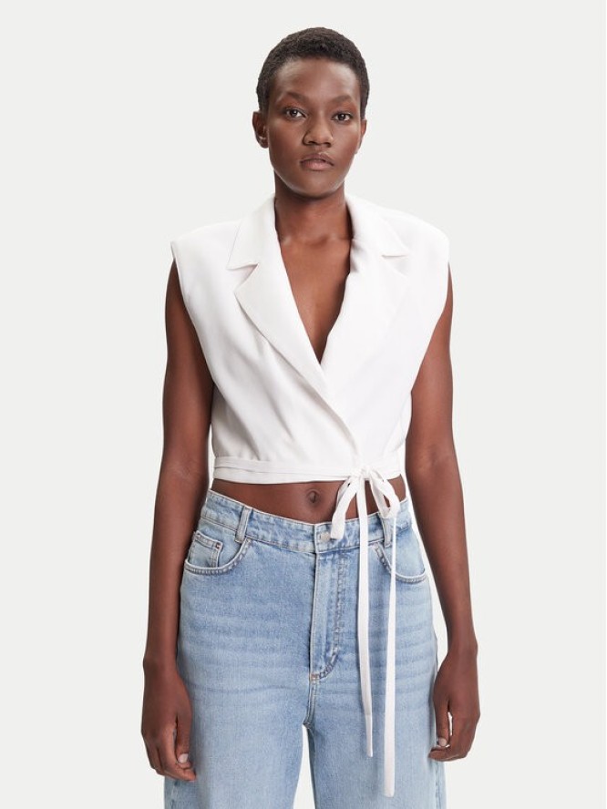 ACCESS FASHION Kamizelka 53-1028-195 Biały Slim Fit