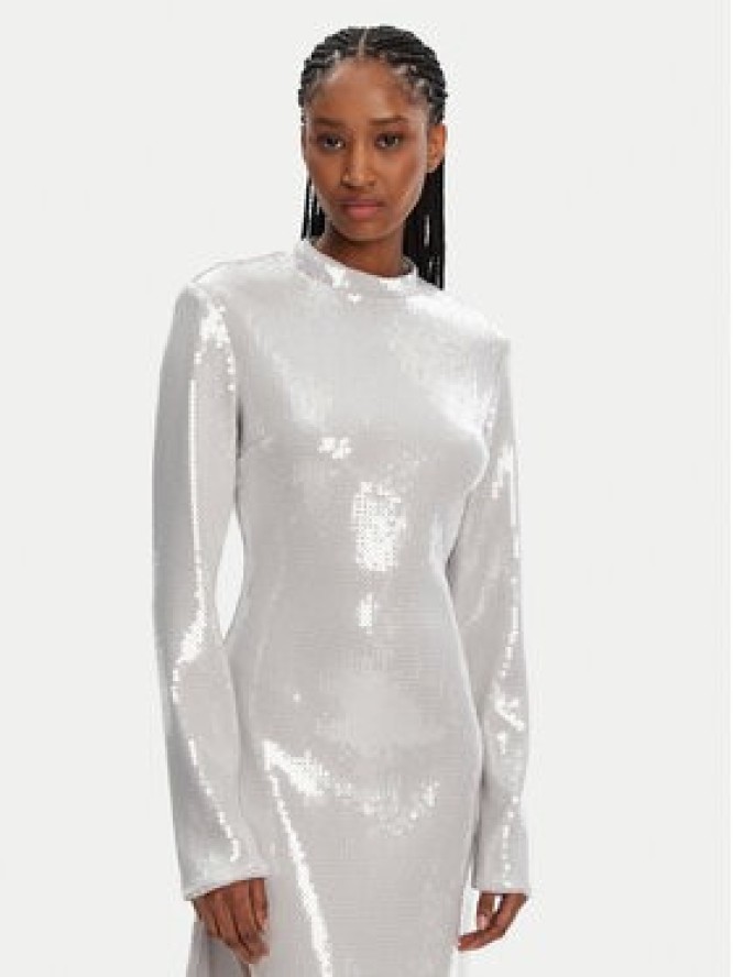 ROTATE Sukienka koktajlowa 113568 Srebrny Regular Fit