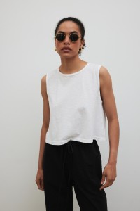 Bawełniany top w kolorze CLASSIC WHITE - FLOWTEE-M/L