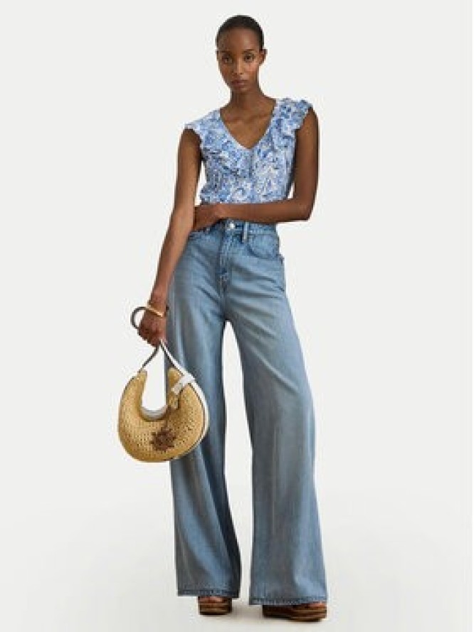 LAUREN RALPH LAUREN Bluzka 200P13316001 Niebieski jasny Slim Fit