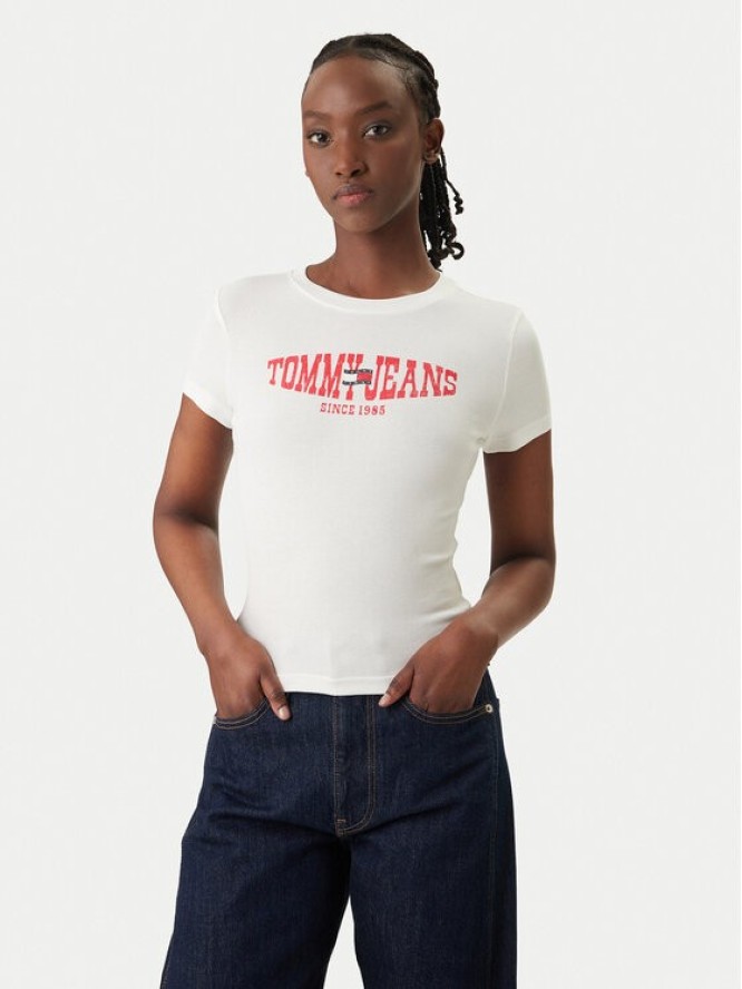 Tommy Jeans T-Shirt Wavy Flag DW0DW22272 Biały Slim Fit