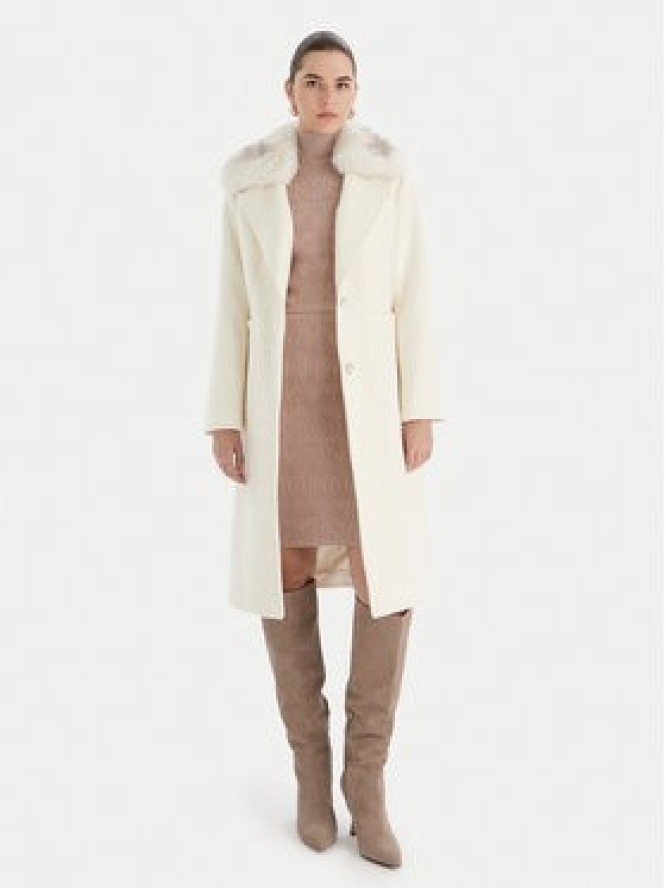 Guess Płaszcz wełniany W5BL19 W2642 Écru Regular Fit