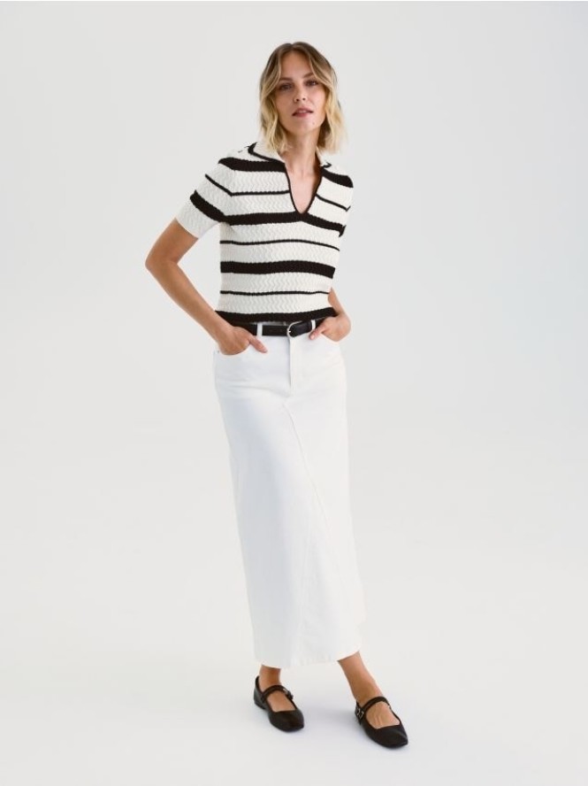 Bawełniany sweter polo - wielobarwny