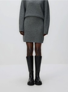 Spódnica mini z domieszką wełny - szary
