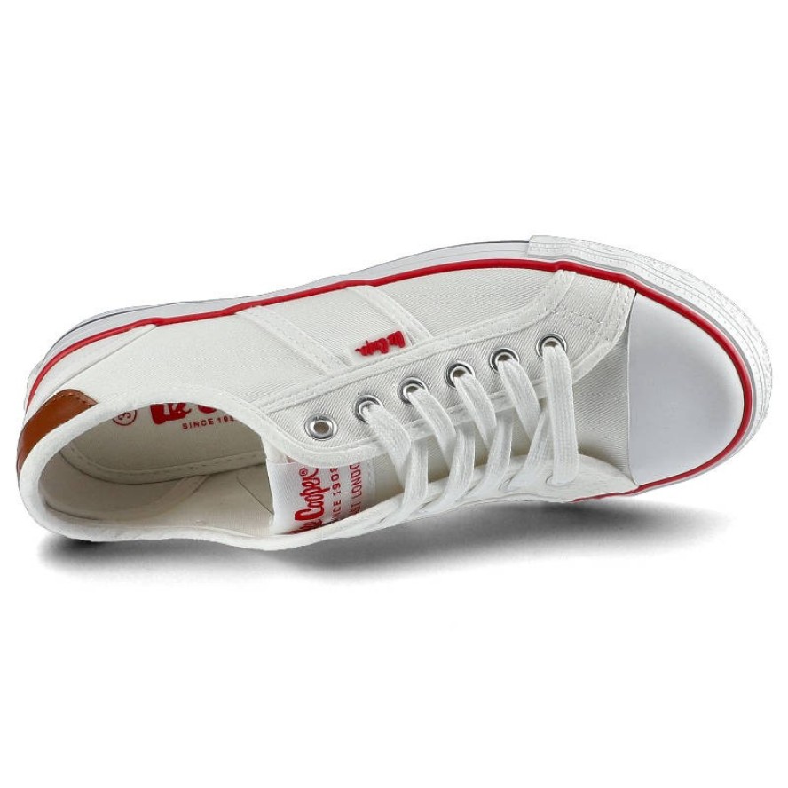 Trampki damskie Lee Cooper, znurowany fason cholewka tekstylna płócienna niska cholewka przed kostkę gumowy nosek ochronny płaska elastyczna podeszwa