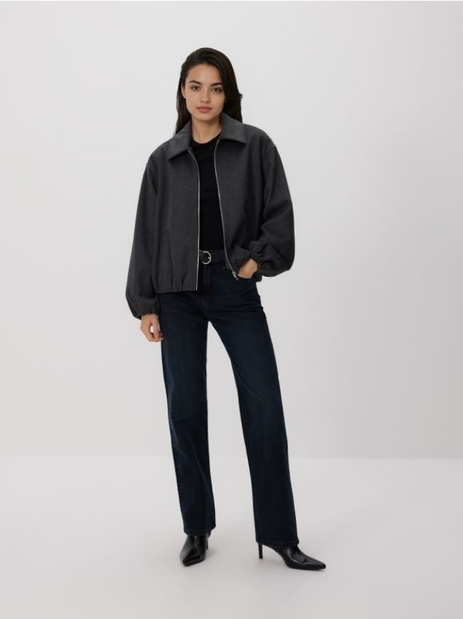 Jeansy straight fit - granatowy